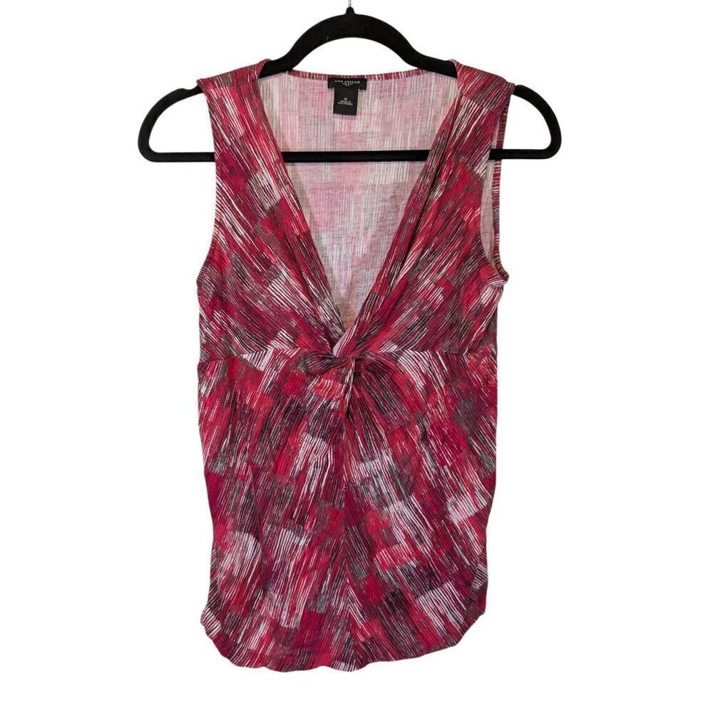 Ann Taylor Burgundy V Neck Sleeveless Blouse Women's Size M